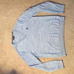 Large Express Marled Blue Long Sleeve Thermal Sweater V-Neck Shirt